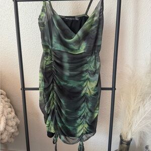 Ruched bodycon mesh dress